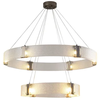 Роскошная золотая люстра в скандинавском стиле, Дизайнерский креативный минималистичный кольцевой стеклянный подвесной светильник для гостиной, кухни. 2