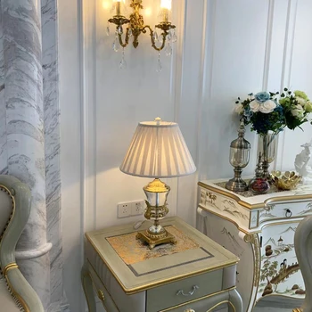 Роскошная хрустальная лампа высокого класса для свадебной гостиной, кабинета, спальни, прикроватная лампа, Темпераментное украшение, медь