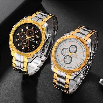 Роскошные Золотые Металлические Часы Wirst Мужские 2023 Деловое Платье Кварцевые Наручные Часы На Стальной Цепочке Мужские Часы Relogio Masculino Men Relojes 5