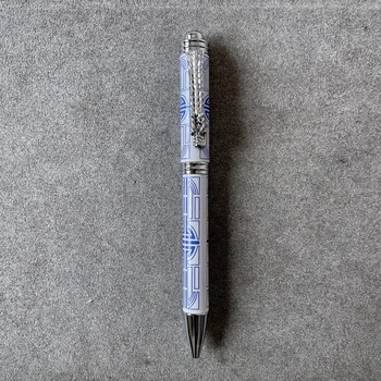 Роскошный бело-голубой фарфор Mb Monte, ручка-роллер с чернилами Emperor's Dragon blance, школьные канцелярские принадлежности 1