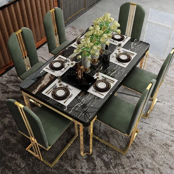 Роскошный обеденный стол из мрамора в скандинавском стиле, изготовленный на заказ, Новая креативная кухонная мебель Morden, обеденный стол со стульями 16