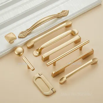 Ручка кухонного шкафа Квадратная U-образная Золотая фурнитура для выдвижных ящиков дверцы шкафа Европейская модная алюминиевая ручка для дома