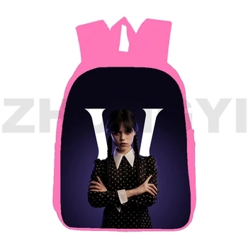 Рюкзак с 3D-принтом Hot Movie Wednesday Addams, женские 12/16-дюймовые школьные сумки Cool Wednesday для девочек, ноутбук, холщовый рюкзак на молнии 6