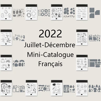 С июля по декабрь 2022 года Новый французский мини-каталог рождественских марок и штампов для Хэллоуина, изготовление металлических штампов для скрапбукинга, Поздравительная открытка
