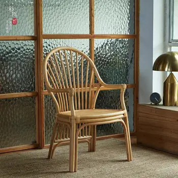 Самое продаваемое индонезийское кресло из ротанга, кресло из натурального ротанга для одиночного проживания в скандинавской семье, старомодное плетеное кресло для отдыха 4