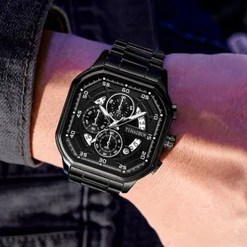 Самые продаваемые спортивные Кварцевые часы в черном корпусе из нержавеющей стали, мужские наручные часы с несколькими циферблатами 시계 от часовой фабрики