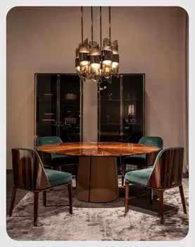 Светлый роскошный круглый стол вилла постмодернистская дерма вермишель роскошная мебель для круглого стола 1