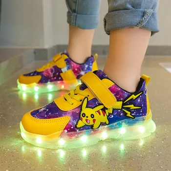 Светодиодные светящиеся кроссовки, детская обувь, спортивная обувь для девочек с милыми мультфильмами, заряжаемая через USB Повседневная обувь для бега, детские кроссовки для ходьбы 4