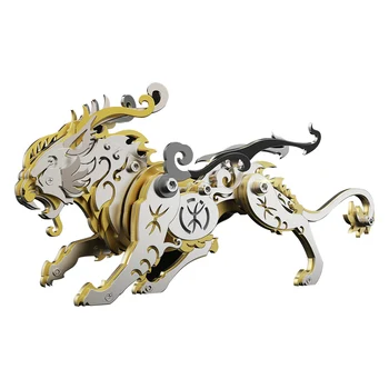 Сделай сам мини 3D металлическую модель тигра Биань Древнекитайские звери Сборочный набор игрушек (92 шт./золотой) 9