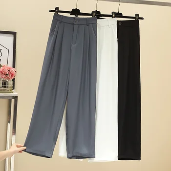 Сделайте драпировку брюк с высокой талией женскими брюками qiu dong свободными прямыми, немного потяните время, чтобы вытереть его трусы 10