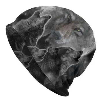 Серый Волк, Воющий Капот, Модная вязаная шапка Homme для мужчин и женщин, теплые Зимние Шапочки Moon Wolves, кепки 10