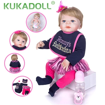 Силиконовые куклы KUKADOLL Bebe Reborn Dolls 57 см, полное тело Vingl, реалистичная кукла Reborn Babies, Игрушка на День защиты детей, подарок на День рождения 3