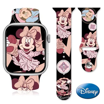 Силиконовый ремешок Disney с милым рисунком Микки, Минни Маус, Дональда Дака для Apple Watch Band S7/6/5/4/3/2 SE 38/40/41 мм 42/44/45/49 мм 10