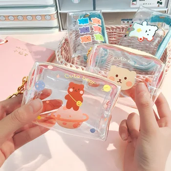 Симпатичный мультяшный кошелек для монет Instagram с изображением сердца девушки, Прозрачный кошелек для монет на молнии, водонепроницаемая портативная мини-сумка для хранения