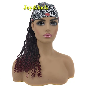 Синтетические парики с ужасными локонами Для женщин, обертывание шарфом, Винно-красные скрученные косички, используемые африканскими женщинами 13