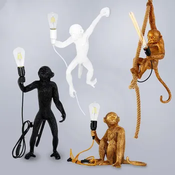 Скандинавская творческая личность, пеньковая веревка, светильник из смолы, лампа-обезьяна в гостиной, кабинет, спальня, Ресторанный светильник
