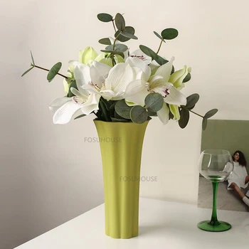 Скандинавские керамические вазы для домашнего декора, Художественная ваза, Креативный свет, Роскошный индивидуальный дизайн, Обеденный стол для дома, Украсьте маленькой вазой 9