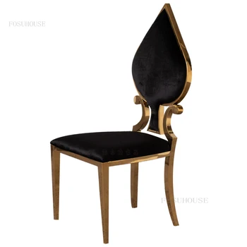 Скандинавские креативные обеденные стулья из фланели, Минималистичная Современная мебель для дома, Мягкая подушка, обеденный стул для покера, Модный дизайнерский стул 1