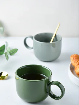 Скандинавские кружки кофейная чашка с ложкой бытовая простая чашка для завтрака керамическая чашка для молочного латте 250 МЛ изысканная чашка для питья чая посуда для напитков 3