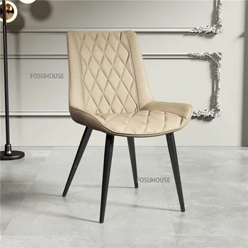 Скандинавские обеденные стулья из искусственной кожи для гостиной, Бытовой антикоррозийный табурет со спинкой для ножек, обеденный стул Ins Light Luxury TG 13