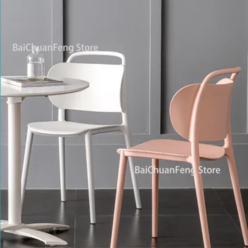 Скандинавские обеденные стулья для дома, современный простой пластиковый стул со спинкой, стул для отдыха, обеденный стул Ins Shop, кухонная мебель