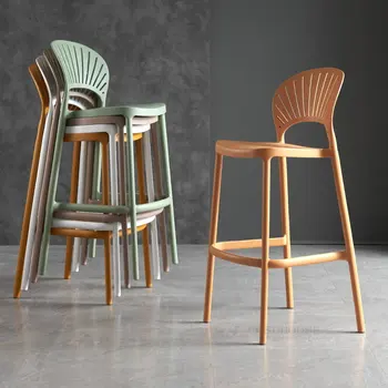 Скандинавские пластиковые барные стулья, Промышленные офисные обеденные барные стулья, дизайнерская мебель для салона, барные стулья, пляжные стулья со спинкой 12