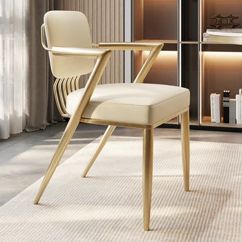 Скандинавский обеденный стул из искусственной кожи для кухонной мебели, легкий обеденный стул со спинкой, роскошный обеденный стул для отдыха в столовой 15