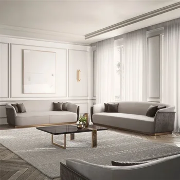Скандинавский современный легкий Роскошный металлический диван, Дизайнерская ткань, простая итальянская мебель для гостиной, гостиничного люкса для отдыха 5