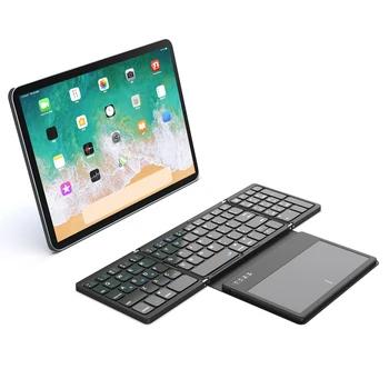 Складная клавиатура, беспроводная Bluetooth-клавиатура со складывающейся сенсорной панелью, кожаный чехол для телефона Windows Android IOS, мини-клавиатура 14