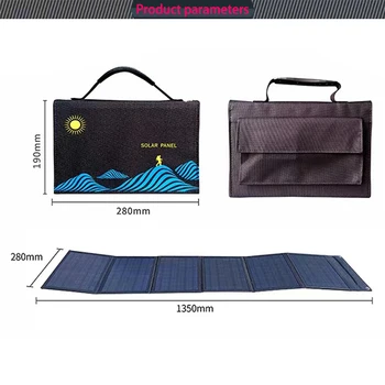 Складная сумка с солнечной панелью мощностью 80/100 Вт, зарядное устройство с выходом USB + DC, портативная складная сумка для путешествий на открытом воздухе, походов, кампаний. Источник питания 6