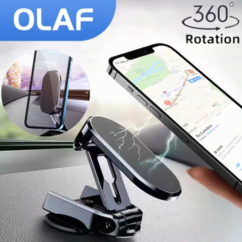 Складной Магнитный автомобильный держатель для телефона Olaf, вращающийся на 360 Градусов, Магнитный держатель для мобильного телефона на приборной панели автомобиля, подставка для мобильного телефона с GPS для автомобильного крепления