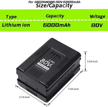 Сменная Батарея 80V 6000Ah для Greenworks Литий-ионный Аккумулятор 80V Max GBA80200 GBA80250 GBA80400 GBA80500 литиевая батарея