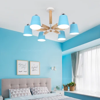 Современная деревянная люстра главная спальня 8-ми световое фойе кухня полупрозрачная светло-голубая люстра для гостиной необычные скандинавские огни