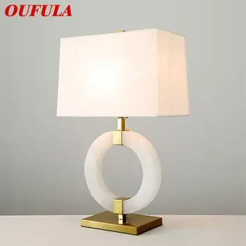 Современная мраморная настольная лампа OUFULA LED Creative Fashion Белая Простая настольная лампа для декора дома Гостиной спальни кабинета 15