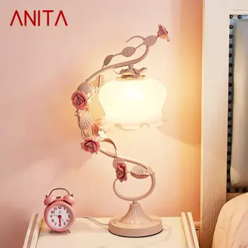 Современная настольная лампа ANITA Креативный дизайн Настольная лампа из светодиодного стекла Модный Керамический Цветочный декор для дома Гостиной спальни Прикроватной тумбочки 12