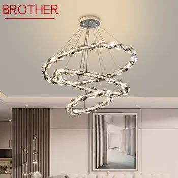 Современная хрустальная люстра BROTHER со светодиодной подсветкой, Роскошные Кольца, Подвесной светильник, Домашний Декор для гостиной, столовой, Спальни 15