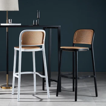Современные минималистичные пластиковые барные стулья со спинкой, креативные высокие барные стулья в скандинавском стиле, Одноместные Табуреты для Кокосов, мебель для гостиной 13