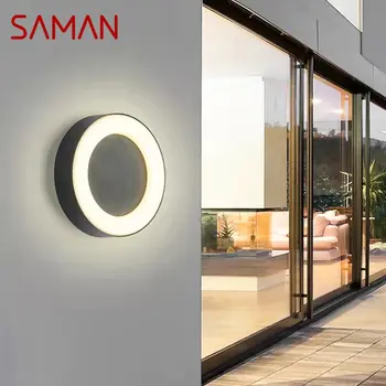 Современный настенный светильник SAMAN Outdoor, простые светодиодные винтажные бра, водонепроницаемые круглые для декора балкона, коридора, внутреннего двора 5