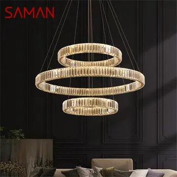 Современный Подвесной Светильник SAMAN LED Round Luxury Gold Подвесные Декоративные Люстры Для Гостиной Отеля 7
