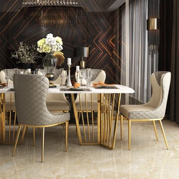 Современный роскошный обеденный стул Кухонная мебель Мебель для дома Золотой современный минималистичный стул со спинкой Стул для макияжа Железные обеденные стулья 17