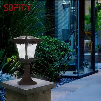 Солнечный настенный светильник SOURA, уличный светодиодный современный столб, водонепроницаемый для дома, патио, крыльца, сада, виллы, газона 4