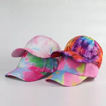 Солнцезащитная шляпа, износостойкая, разноцветная, декоративная бейсболка унисекс в стиле галстука-красителя, декоративная кепка с козырьком для кемпинга 12