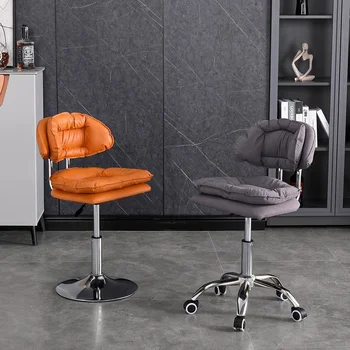 Специальные парикмахерские кресла для маникюра с подъемной спинкой Стойка регистрации Высокое парикмахерское кресло для отеля Салон красоты Вращающееся косметическое кресло на колесиках 17