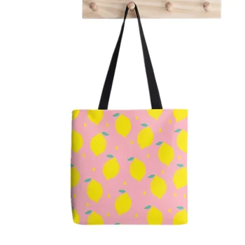 Сумка-тоут 2021 Shopper Sweet Lemon с мультяшным принтом, женская сумка-шоппер в стиле харадзюку, женская сумка для покупок на плечо, женская холщовая сумка 15