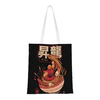 Сумки для покупок японской кухни Kawaii многоразового использования с острой лапшой Шорью, холщовая сумка для покупок через плечо 1