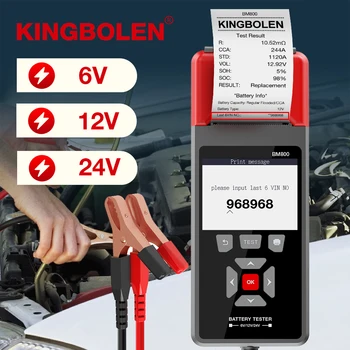 Тестер автомобильного аккумулятора Kingbolen BM800 6V 12V 24V, 100-2000 CCA, анализатор автомобильного аккумулятора, с функцией печати, Инструмент для автомобильного аккумулятора. 2