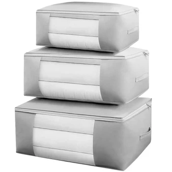 Толстые складные органайзеры в 3 упаковки, Органайзеры для хранения в шкафу с прочными ручками для одеял