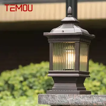 Уличная классическая лампа TEMOU, простая электрическая светодиодная лампа на столбе, водонепроницаемая для ландшафта сада во дворе виллы в стиле ретро 4