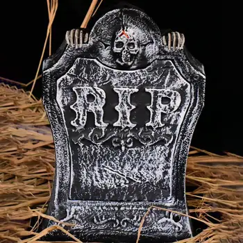 Уличная надгробная плита на Хэллоуин, Жуткие украшения на Хэллоуин, Звукоактивируемые Подвижные черепа, светящиеся надгробия с надписью 