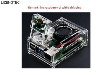 Универсальный прозрачный акриловый корпус LIZENGTEC Raspberry Pi 4B с вентилятором и кронштейном для камеры
